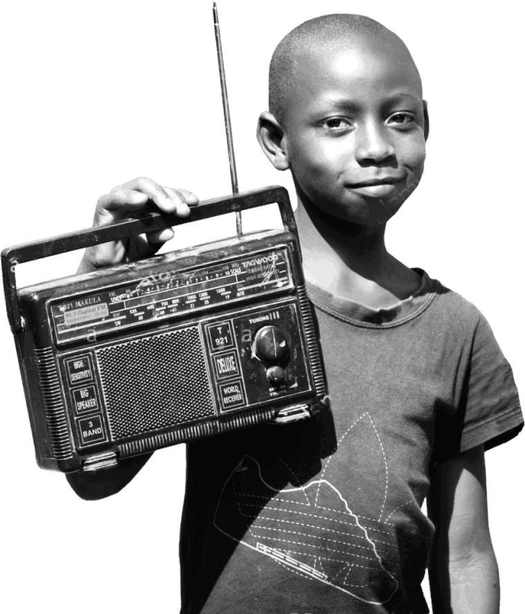 Boy Holding Radio