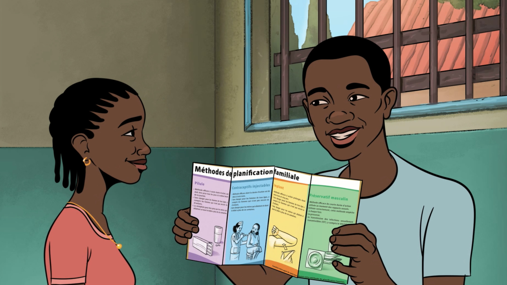 A still from a DMI film promoting healthy family planning behaviours